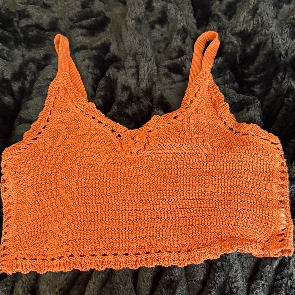 No Boundaries Orange Crochet Camisole